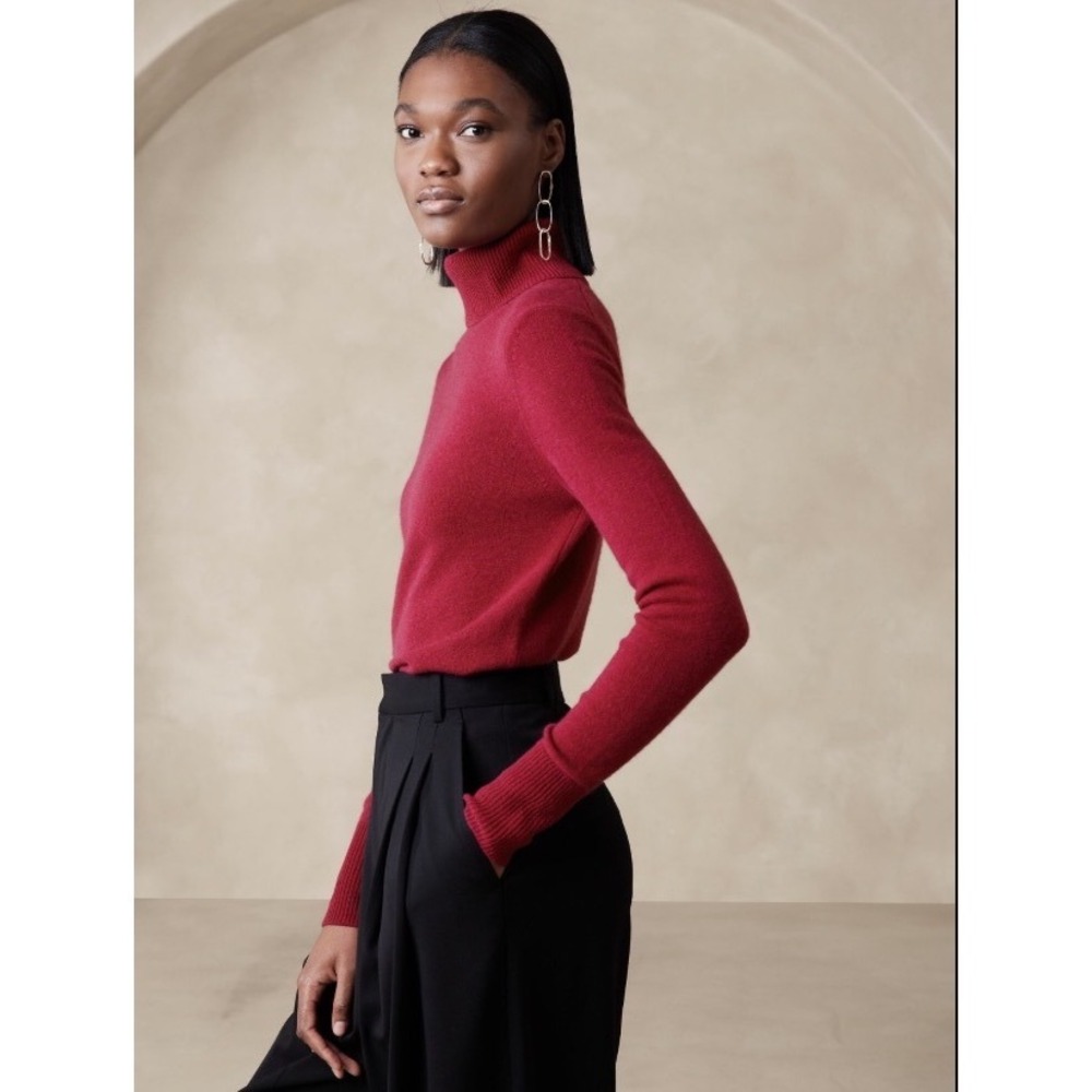 Banana‎ Republic Caro Lightweight 100% Cashmere Turtleneck Sweater Pink XS